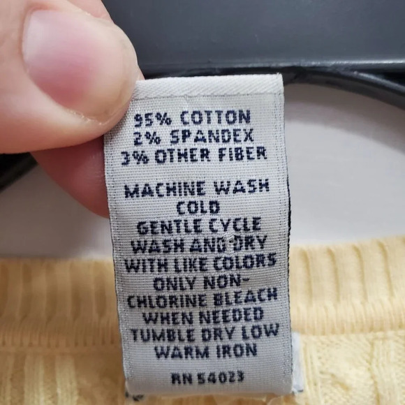 Gap Stretch Women's Vintage 90s Yellow Small Cable Knit Crew Neck Sweater Size M - Picture 4 of 5